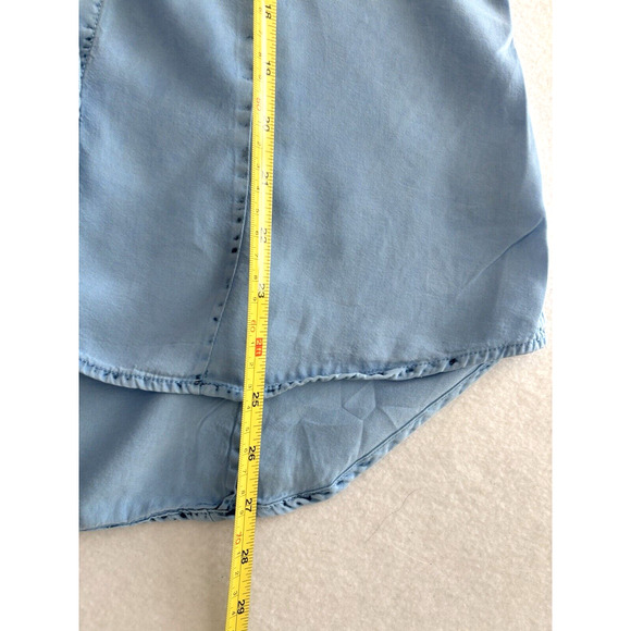 Panhandle Slim Western Pearl Snap Blue Chambray Acid Wash Rodeo Girl Medium - Picture 5 of 7